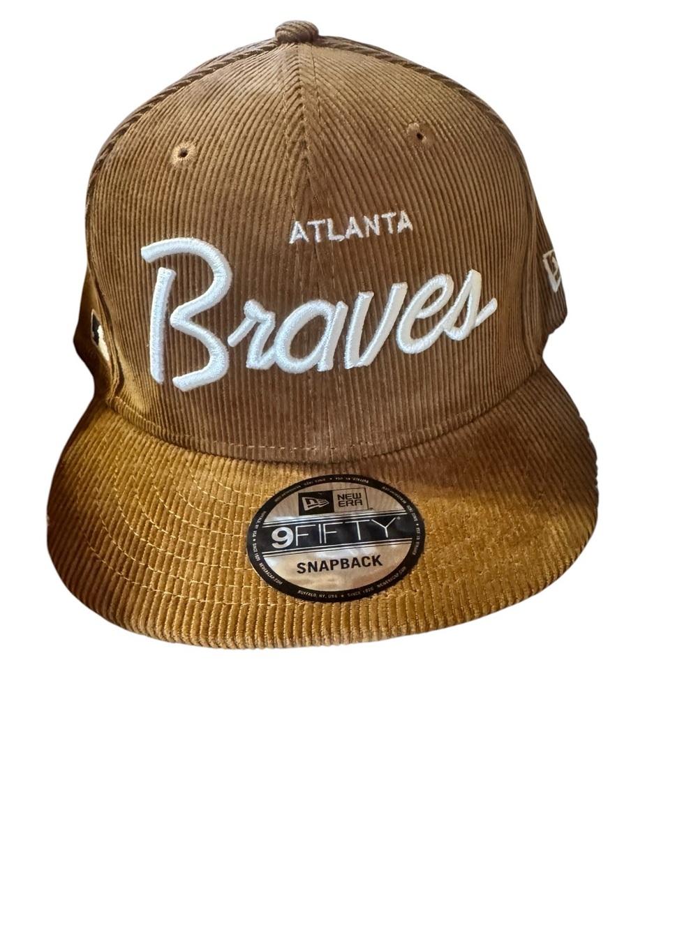 New Era Atlanta Braves Corduroy Snapback Hat - Brown & White